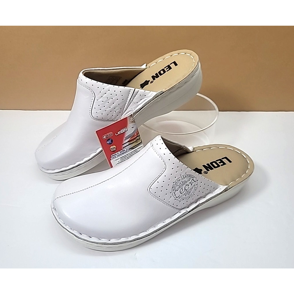 LEON 360 White Women Sz 38 Shoes-Soft Leather Comfortable Non-Slip Sole Medical‎
